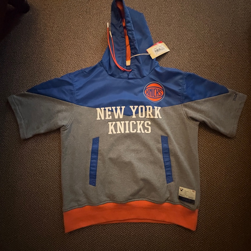 New York Knicks Blue and Gray short sleeve Hoodie